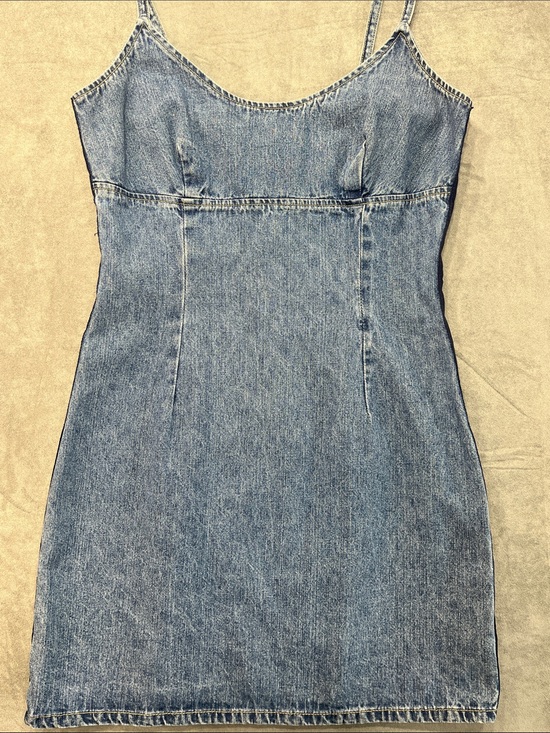 Express Dresses & Skirts - Vintage Express Bleus Denim Mini Dress USA 100% Cotton Size 5/6 Y2K